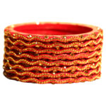 Red Colour Lac Bangles with Diamond Work