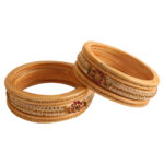 Rajasthani Handmade Lac Chura Set Golden with diamondwork - Image 5