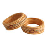 Rajasthani Handmade Lac Chura Set Golden with diamondwork - Image 7