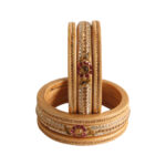 Rajasthani Handmade Lac Chura Set Golden with diamondwork - Image 8