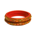 Handmade Rajasthani Lac Kangan set with colorful ston and Golden work