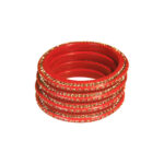Rajasthani Handmade Lac Bangdi set Red color