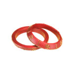 Rajasthani Handmade Lac Maroon color Bangdi set - Image 3