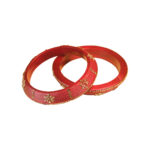 Rajasthani Handmade Lac Maroon color Bangdi set - Image 4