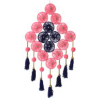 Diagonal Shapped Wool Wall Hanging with Beautiful Latkans