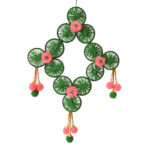 Star Shapped Green & Pink Colored Wool Wall Hanging