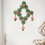 Star Shapped Green & Pink Colored Wool Wall Hanging - Image 2