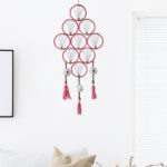 White & Pink Colored Handmade Wool Wall Hanging - Image 2