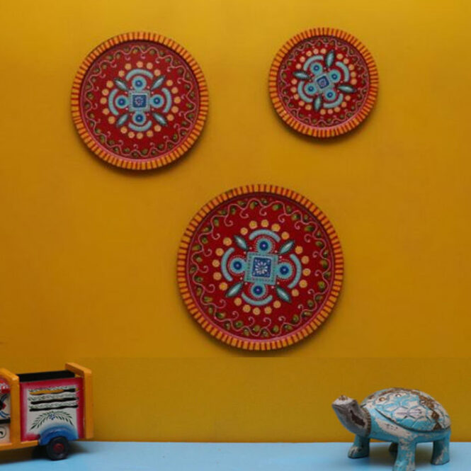Decorative Multicolour Wall Plates Set Of 3
