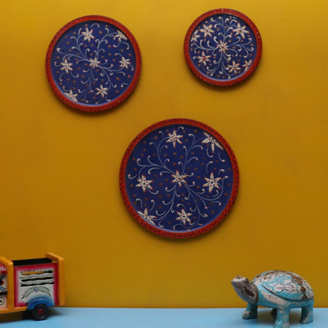 multicolour wooden wall decor plates
