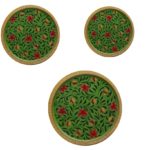Green Decorative Wooden Wall Plates- Set of 3 - Image 2