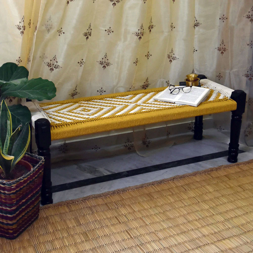 wooden charpai bench
