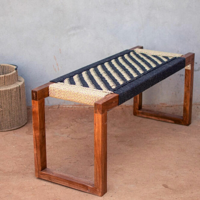 cotton wooden bench