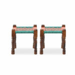 Orange and Green Wooden Pidha set of two