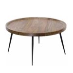 Pune Lass Round Coffee Table with Black Metal Legs - Image 3