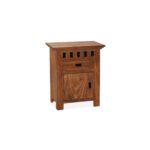 Crafter Wooden Bedside Table with Drawers and Door - Image 3