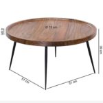 Pune Lass Round Coffee Table with Black Metal Legs - Image 4