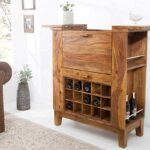 Durban Solid Wooden Bar Cabinet for Home with Drawer & Rack Storage - Image 2