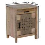 Mango Wooden Bedside Table with Drawer & 1 Door for Storage - Image 4