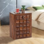 Kingdom Solid Sheesham Wood Bedside Table with Storage
