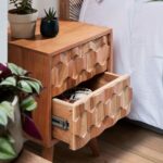 Acacia Wooden Bedside Table with 2 Drawer Storage - Image 3