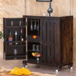 Solid Wooden Bar Cabinet for Home with Storage