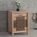 Mango Wooden Bedside Table with Drawer & 1 Door for Storage